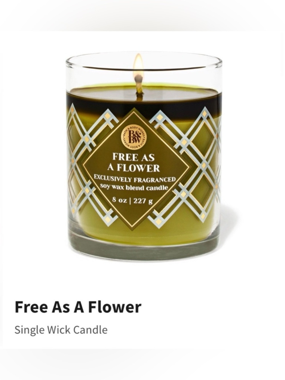 NIB Bath & Body Works “Free As A Flower” Single Wick Candle w Metal Lid.